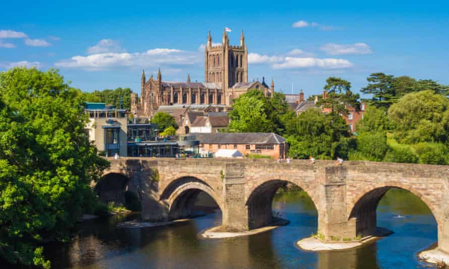Hereford Cathedral and the Old Wye bridge.