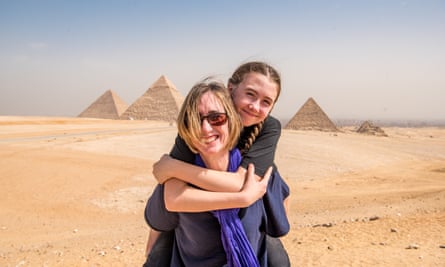 Catherine and Mia at the Giza pyramids