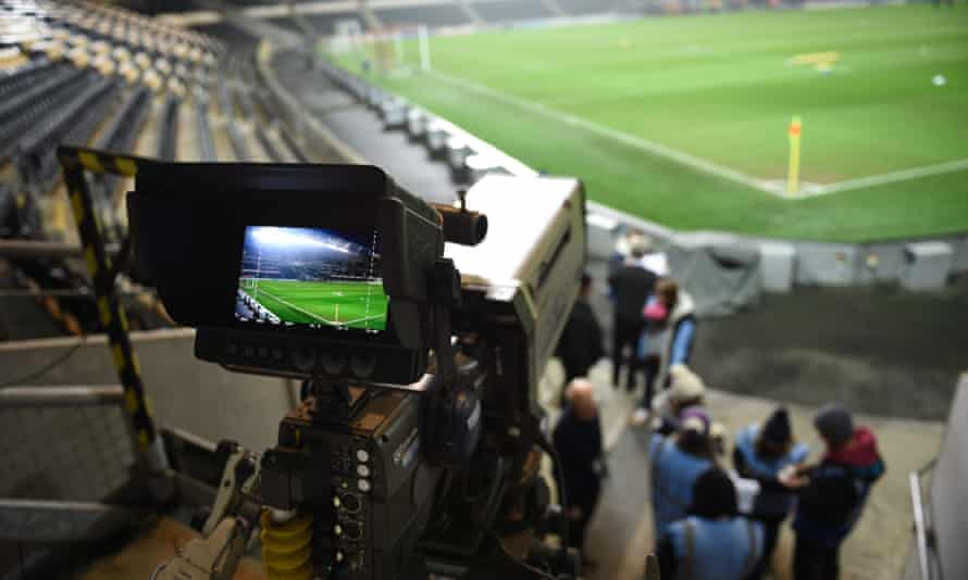 Tv camera at football stadium