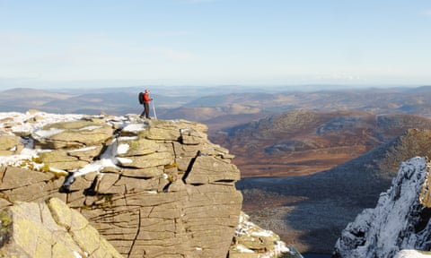 A walker above the north face of Lochnagar, the mountain that was the inspiration for the poet’s Lachin Y Gair.