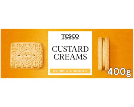 Tesco Custard Cream Biscuits.