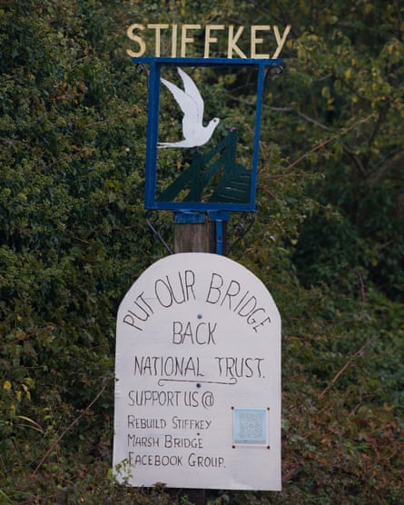 A sign outside Stiffkey village appealing for the return of the bridge.