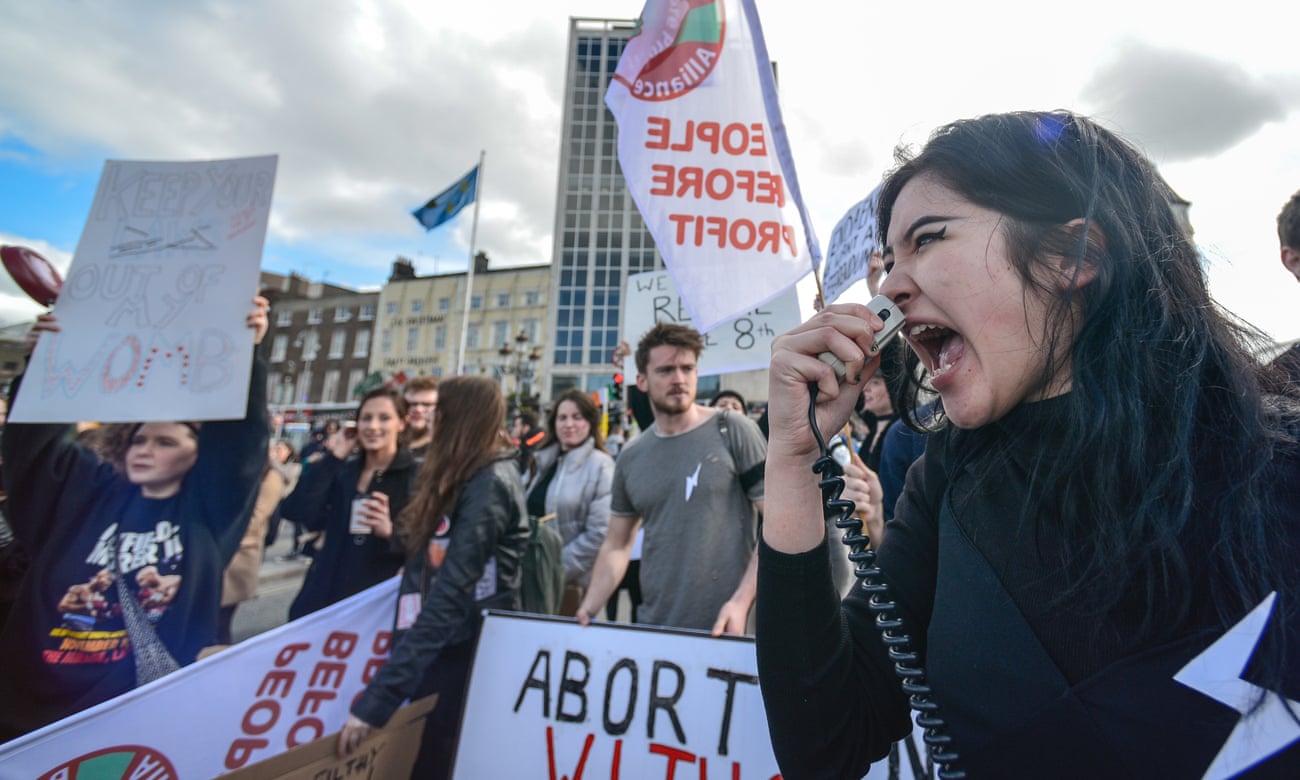 Protesters at a march in Dublin in favour of legalising abortion. Large urban centres have emerged as strongholds for reproductive rights.