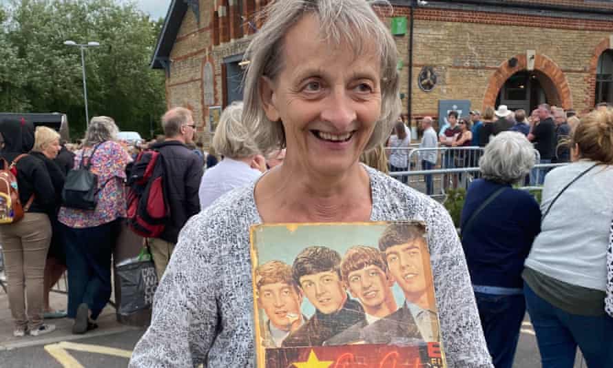 Jane Lamb with her scrapbook
