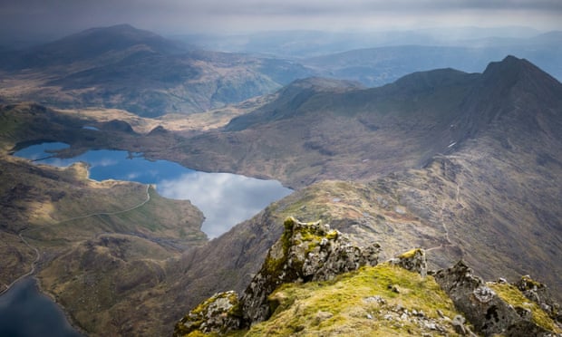 An aerial view at Snowdon on March 31, 2017 in Llanberis, Wales, United Kingdom. 