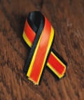 The haemophilia awareness ribbon: red for blood, yellow for hepatitis C and black for those who have died
