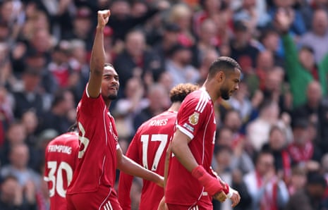 Ryan Gravenberch of Liverpool celebrates scoring
