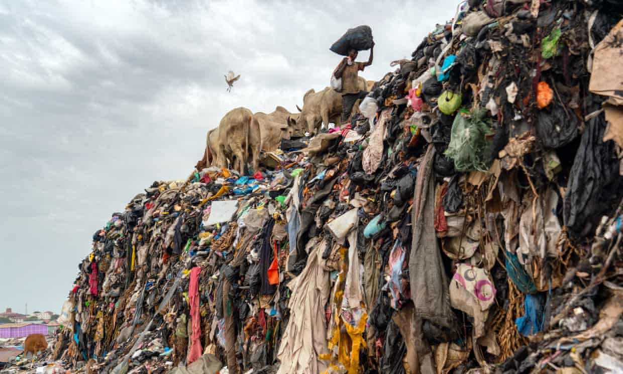 Imported secondhand clothes rot in a dumpsite in Accra, Ghana. France’s lower house has voted for a package of measures aimed at reducing the market for fast fashion. Photograph: Muntaka Chasant/REX/Shutterstock