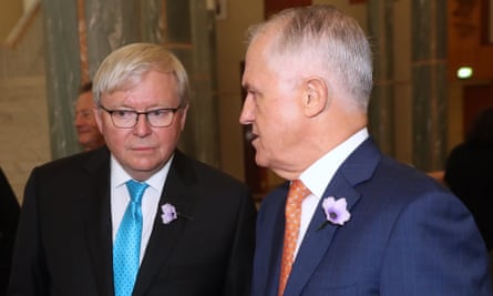 Kevin Rudd and Malcolm Turnbull in conversation