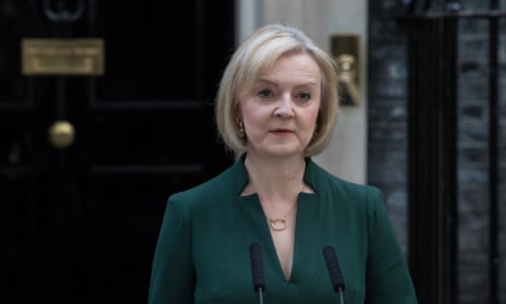 Former Prime Minister Liz Truss, pictured giving a final speech outside 10 Downing Street in October 2022