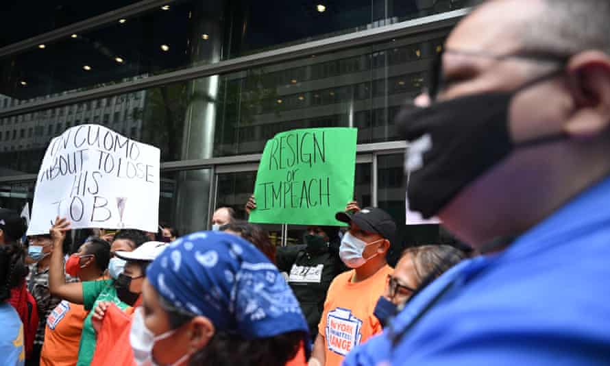 New York protesters in support of tenants' rights call on Andrew Cuomo to quit.