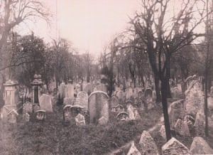 The ancient Prague Jewish cemetery as it was before it was turned into a tower. Also shows the site when the tower’s foundations were being dug.. Sent by Robert Tait.