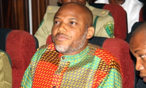 Nnamdi Kanu attends a court hearing in Abuja, Nigeria, last week