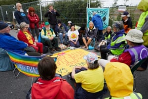 Quakers in a silent prayer circle at Reclaim the Power’s anti-fracking demonstration.