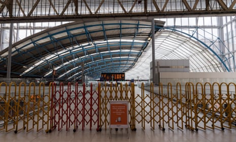  Closed platforms at normally bustling Waterloo railway station.