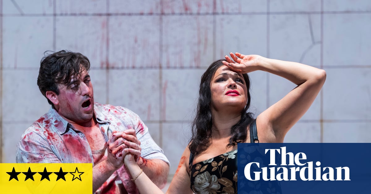 Tosca review – punchy new Puccini rises above the ‘Shame on you’ Russian soprano protests