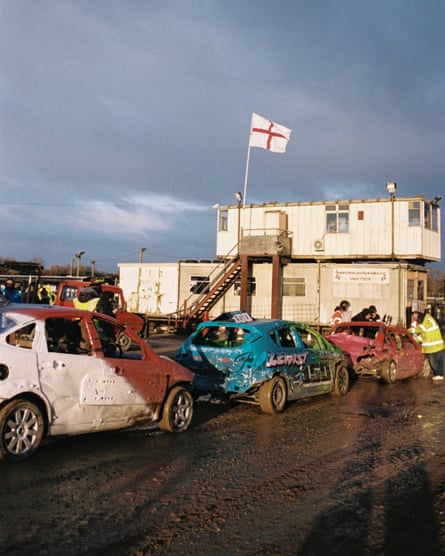 Cars lined up at banger race