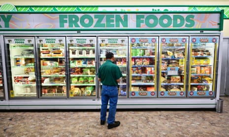 Frozen foods for sale at a Dollar Store in Alhambra, Californiam as US shoppers face high prices on everyday goods and services.