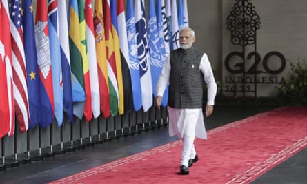Narendra Modi arrives for the G20 leaders’ summit in Bali