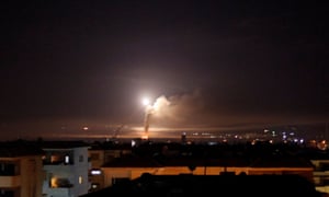 Missile fire is seen from Damascus, after Israel responded to a rocket attack on the Golan Heights with strikes inside Syria.