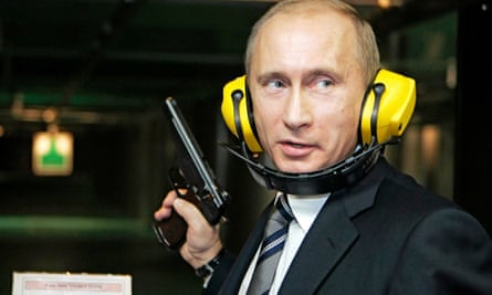 Putin at a shooting gallery in Moscow.