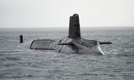 The Trident-carrying nuclear submarine HMS Vengeance departs for Devonport prior to a re-fit in February 2012 off the coast of Largs, Scotland. 