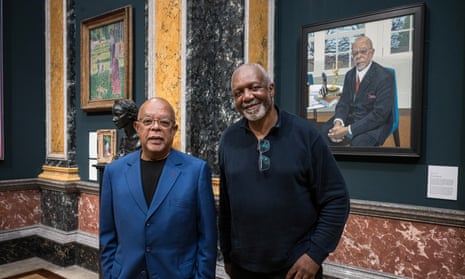 Gates and Marshall stand in front of the painting