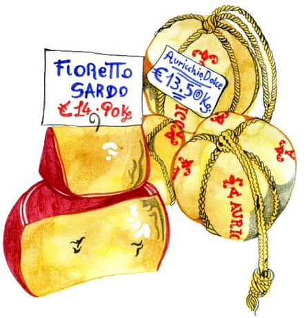 Cheeses at the Antica Tettoia dell’Orologio market.
