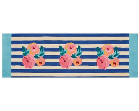 Striped table runner with flower motif