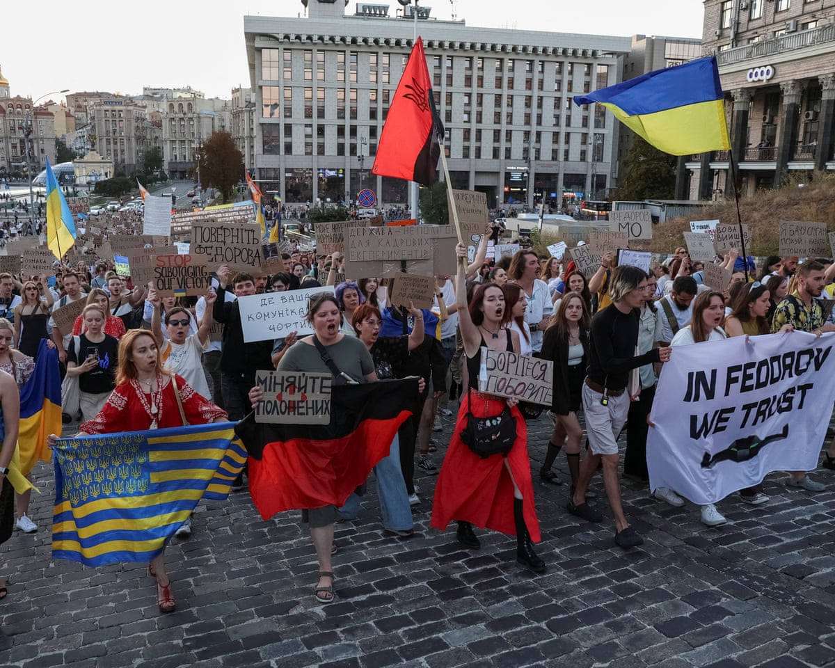 Protest against Ukrainian president Zelenskyy’s decision to replace Fedorov as defence minister in Kyiv