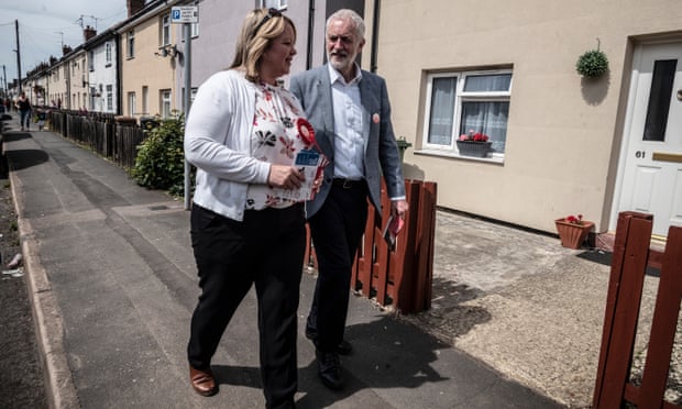 Lisa Forbes canvassing with the Labour leader, Jeremy Corbyn, in Peterborough.