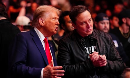 Donald Trump and Elon Musk at a UFC event in Madison Square Garden, New York, at the weekend.
