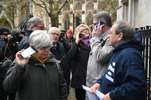 London, England. Scottish independence supporters listen to the Supreme Court’s ruling as the court rejected a bid by the devolved Scottish government to hold a new referendum without the consent of Westminster
