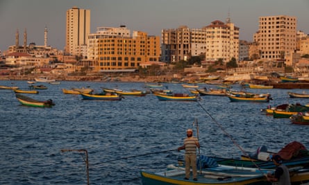 Fishermen around the Gaza CIty Wharf area. For most residents, the only option is to continue swim and fish in the filthy water.