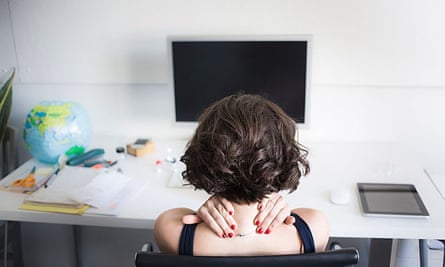 A properly configured desk, monitor, keyboard and mouse can help avoid pain.