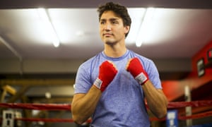 Justin Trudeau, who once worked as a snowboarding instructor, boxes at a gym in Toronto.