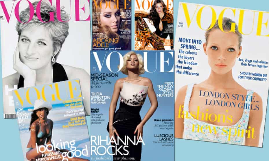 A collection of Vogue covers. 