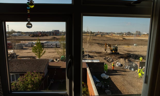 The view of construction work of the Southall Waterside development as seen from the window of a local resident, taken in 2019.