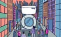 Illustration of The Portal as a giant toilet. By Dominic Mckenzie