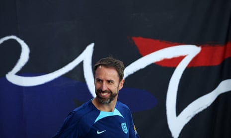 Gareth Southgate attends a training session at Al Wakrah Sports Complex the day after England’s goalless draw with the USA.