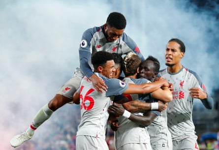 August 20: Liverpool’s Sadio Mane celebrates scoring their second goal against Crystal Palace.