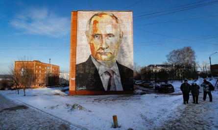 A mural of Vladimir Putin in Moscow.
