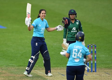 Maia Bouchier of England reaches her century.