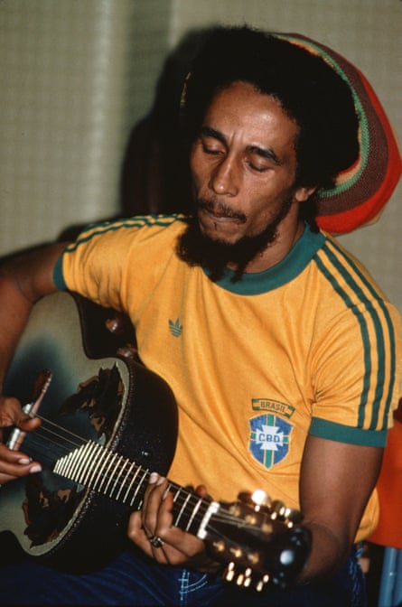 Bob Marley backstage before a show at the Stadio San Siro, in Milan in June 1980.