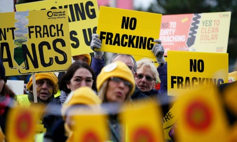 Anti-fracking demonstrators in Lancashire.