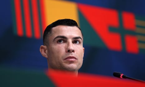 Cristiano Ronaldo talks on Monday at a Portugal press conference before their opening World Cup game on Thursday against Ghana.