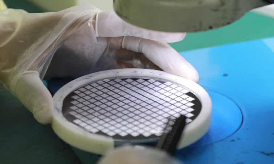 Computer chips being made