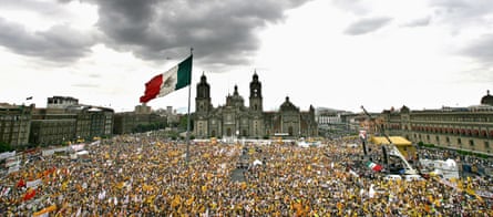 Thousands of Obrador supporters rally in Mexico City, in 2006.