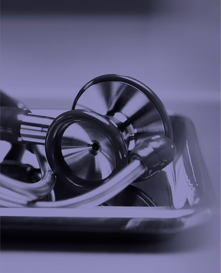 A stethoscope in a tray
