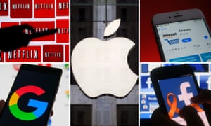 The US technology giants collectively known as Faangs – Facebook, Amazon, Apple, Netflix and Google.